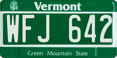 VT license plate WFJ642