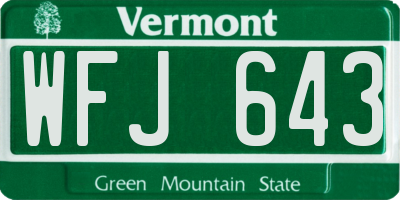 VT license plate WFJ643