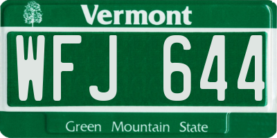VT license plate WFJ644