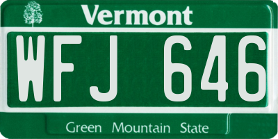 VT license plate WFJ646