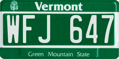 VT license plate WFJ647