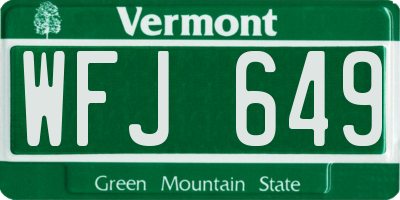 VT license plate WFJ649