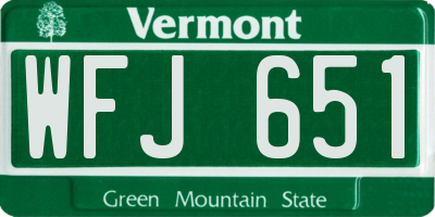 VT license plate WFJ651