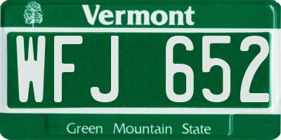 VT license plate WFJ652
