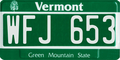 VT license plate WFJ653