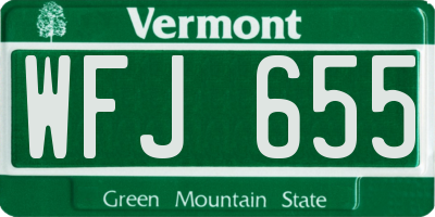 VT license plate WFJ655