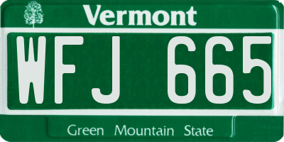 VT license plate WFJ665