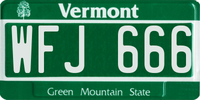 VT license plate WFJ666