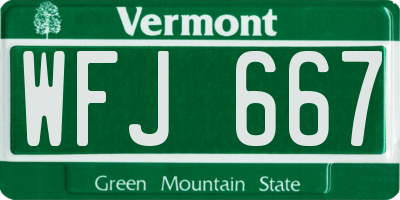 VT license plate WFJ667