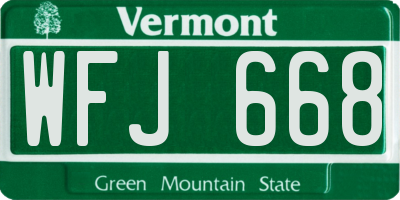 VT license plate WFJ668