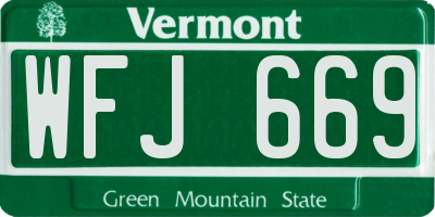 VT license plate WFJ669