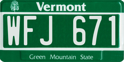 VT license plate WFJ671