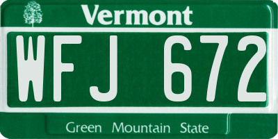 VT license plate WFJ672