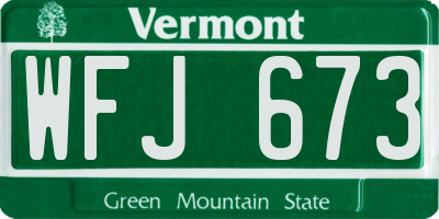 VT license plate WFJ673