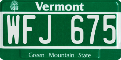 VT license plate WFJ675