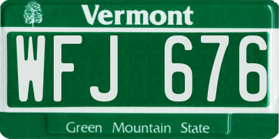 VT license plate WFJ676