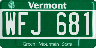 VT license plate WFJ681