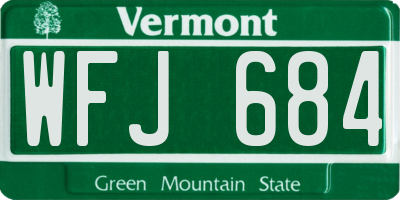 VT license plate WFJ684
