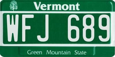 VT license plate WFJ689