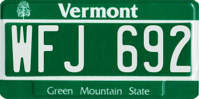 VT license plate WFJ692