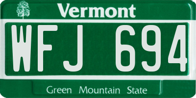 VT license plate WFJ694