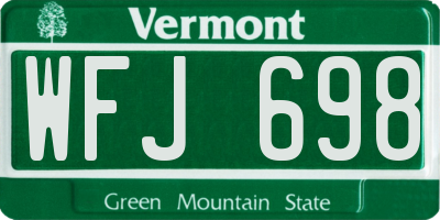 VT license plate WFJ698