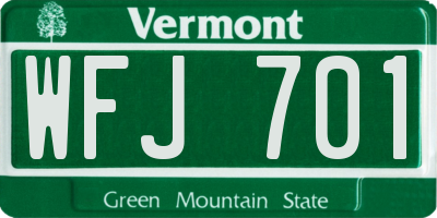 VT license plate WFJ701