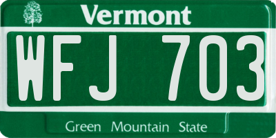 VT license plate WFJ703