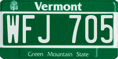 VT license plate WFJ705