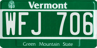 VT license plate WFJ706