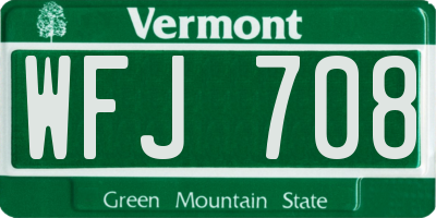 VT license plate WFJ708
