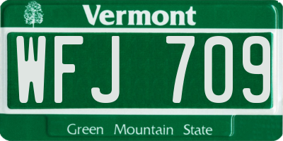 VT license plate WFJ709