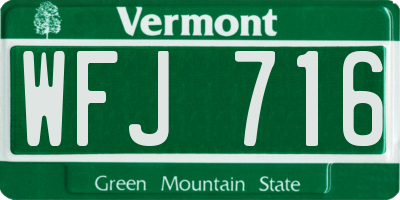 VT license plate WFJ716