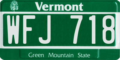 VT license plate WFJ718