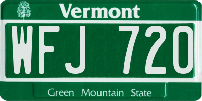 VT license plate WFJ720