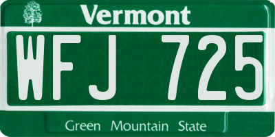 VT license plate WFJ725