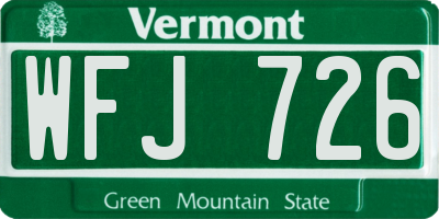 VT license plate WFJ726