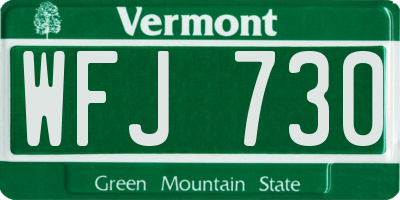 VT license plate WFJ730