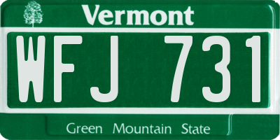 VT license plate WFJ731