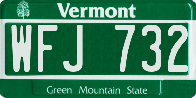 VT license plate WFJ732