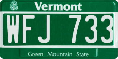 VT license plate WFJ733