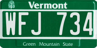 VT license plate WFJ734