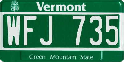 VT license plate WFJ735