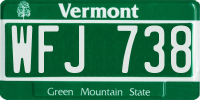 VT license plate WFJ738