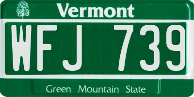 VT license plate WFJ739
