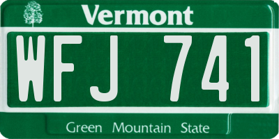 VT license plate WFJ741