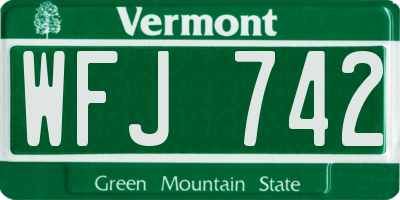 VT license plate WFJ742