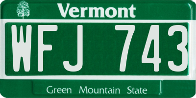 VT license plate WFJ743