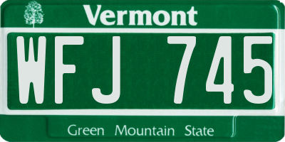 VT license plate WFJ745