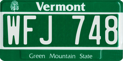 VT license plate WFJ748
